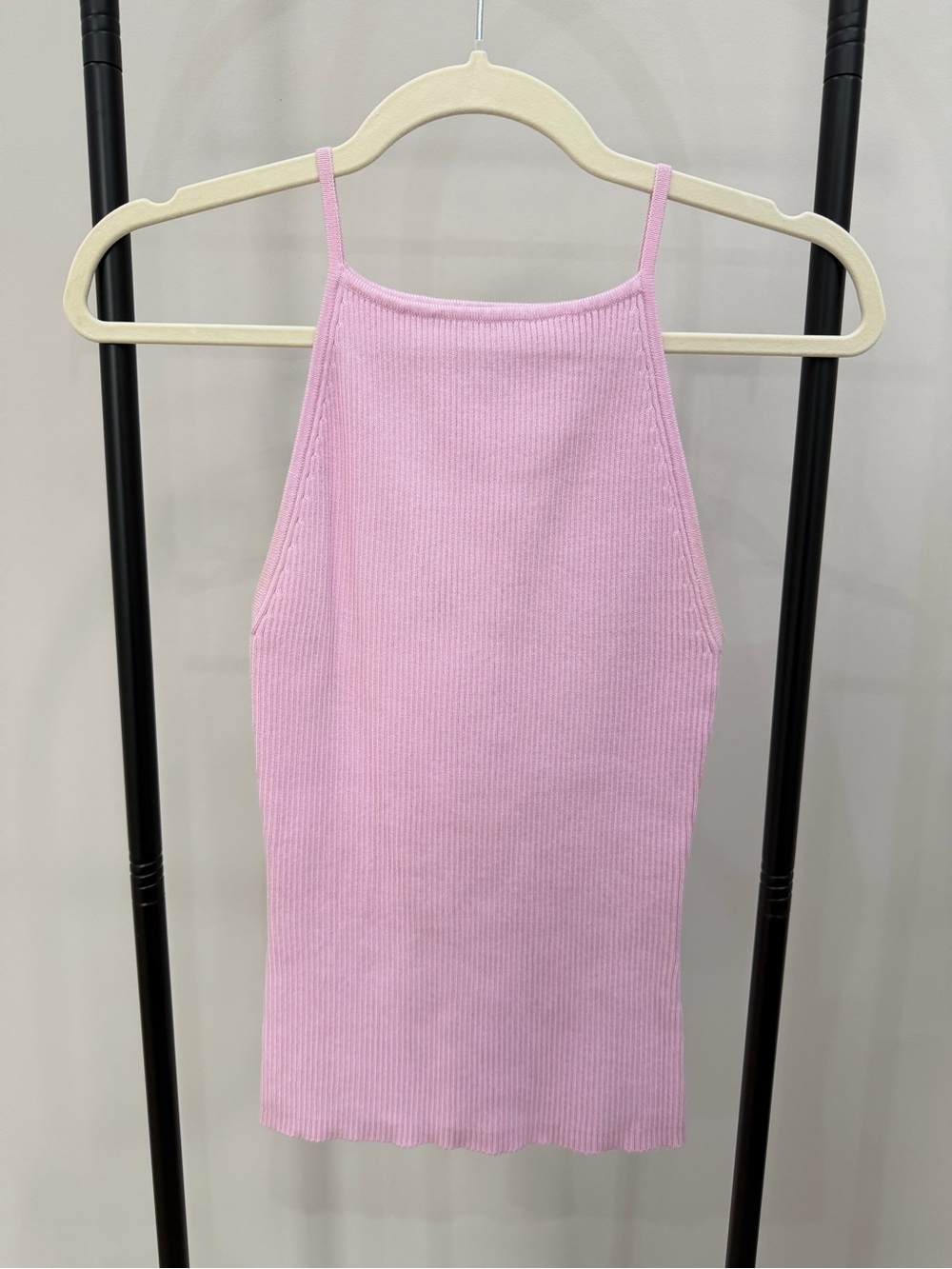 Forever New Pink Ribbed Halter Camisole